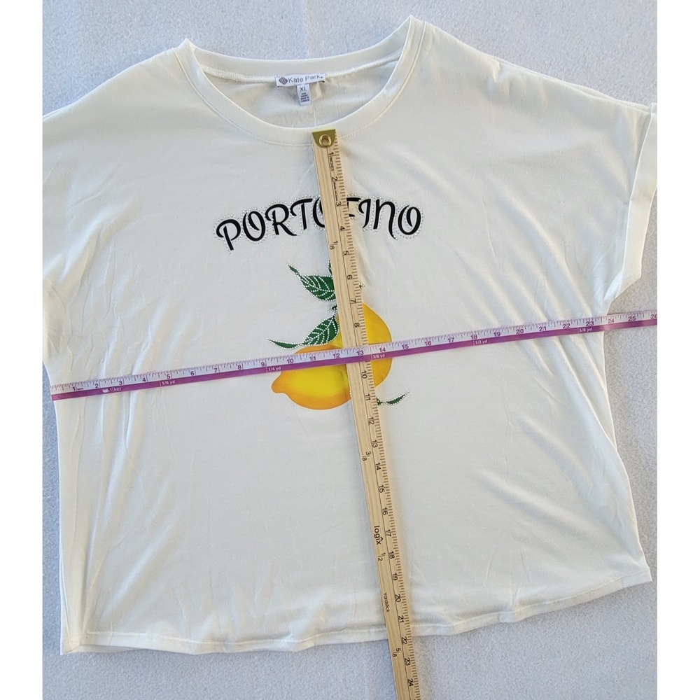 Kate Park Portofino Comfort White And Stampdo Short Sleeve T-Shirt, Womens XL - Picture 4 of 10
